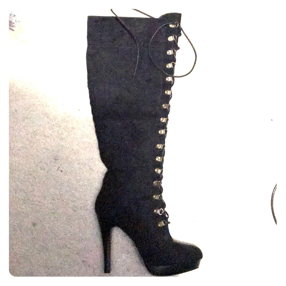 All black heel boots